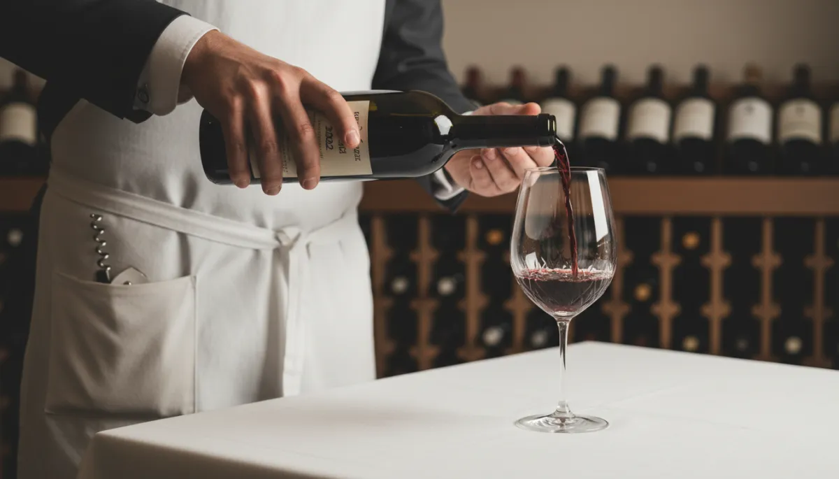 Sommelier pouring a glass of Bordeaux 2022 to taste its character