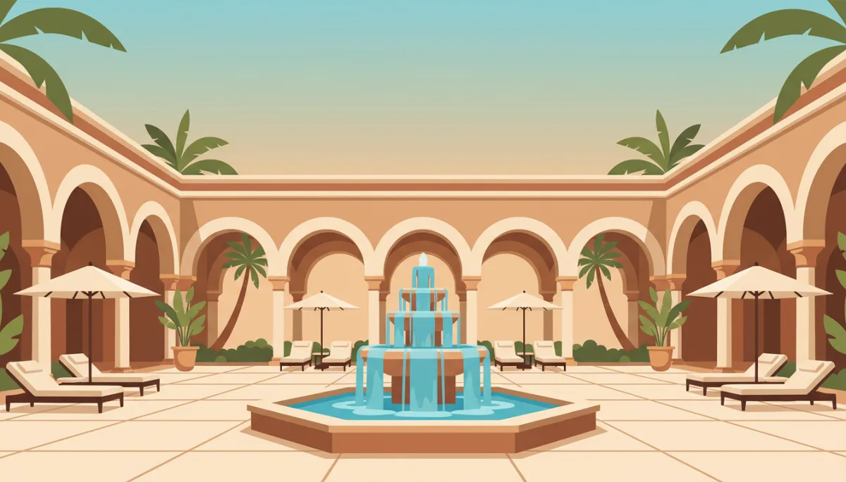 Mediterranean-inspired courtyard at Spa Palmera in The Boca Raton