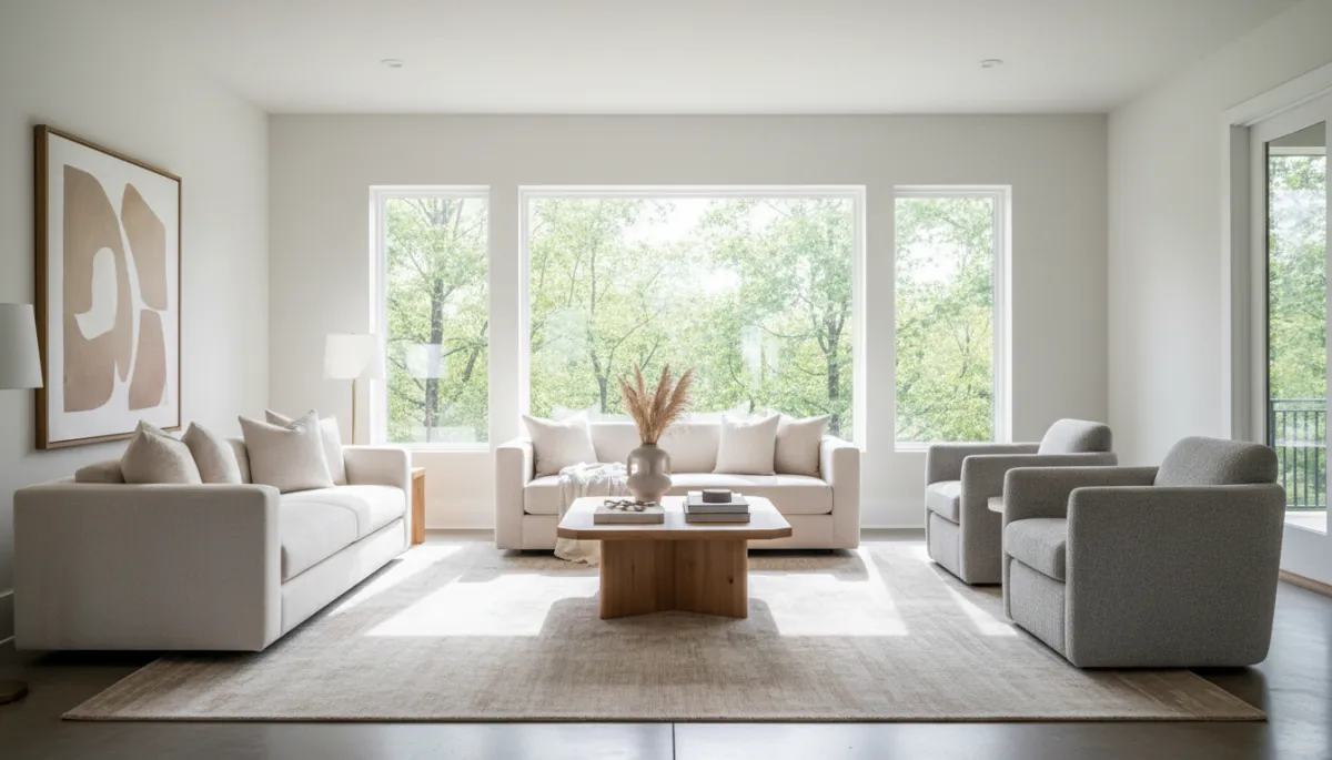 Interior of a bright luxury living room in an Alpharetta home