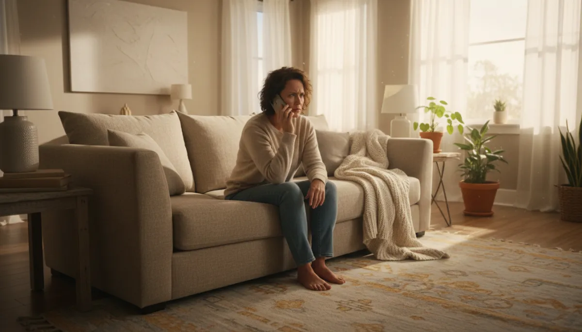 Parent on the phone setting a financial boundary with their child Parent on the phone setting a financial boundary with their child