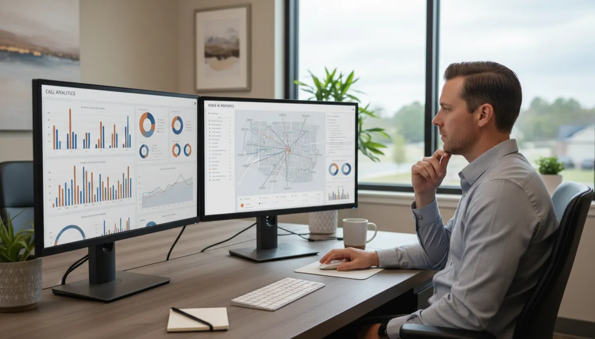 Marketing professional analyzing Voice AI call data and local search performance