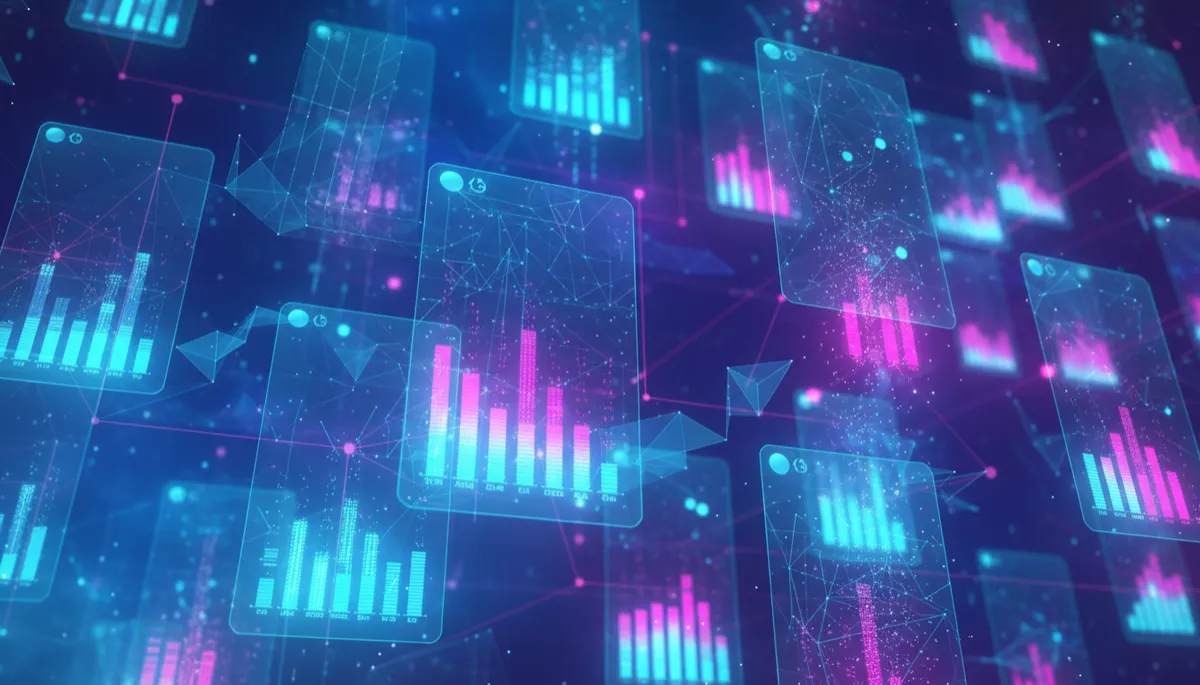 Futuristic neon visualization of Facebook marketing analytics and engagement
