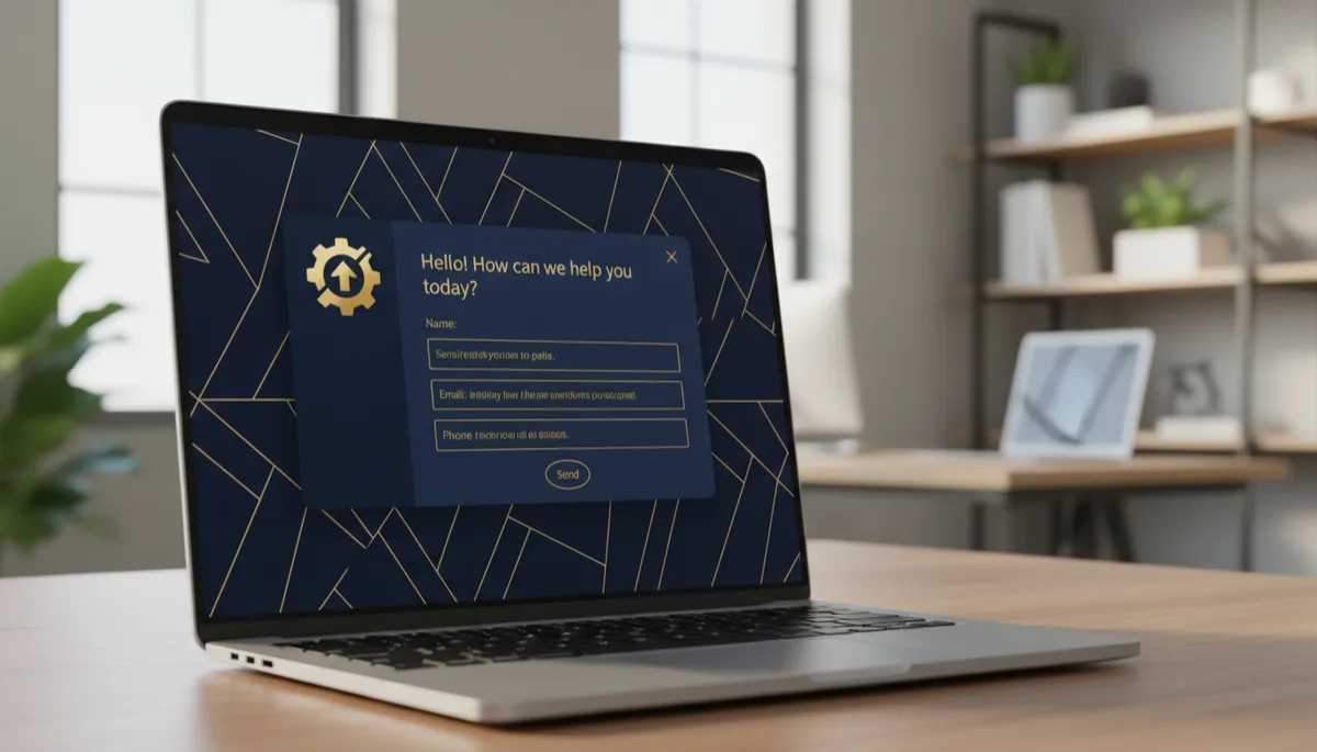 AI chatbot window on a small business website capturing new lead details