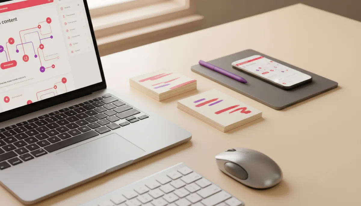 Marketer using an AI content creation dashboard on a laptop