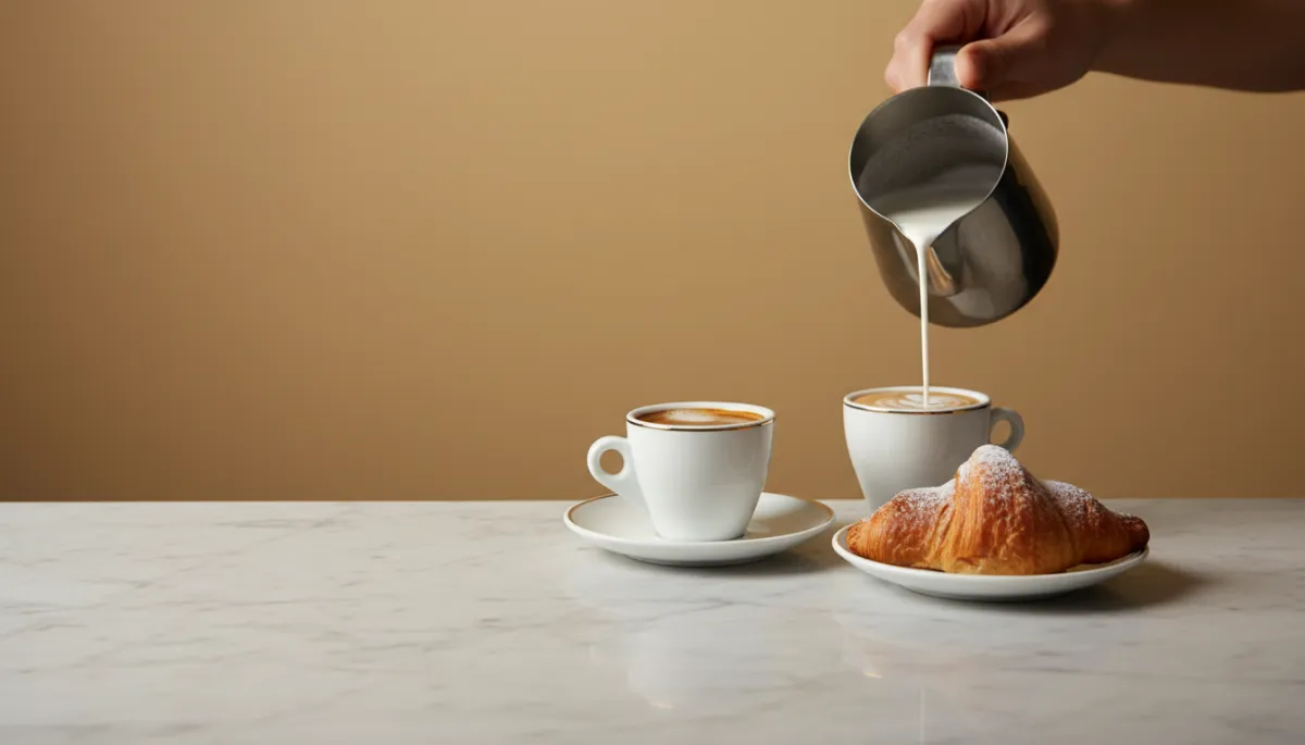 Espresso cups on a marble counter in an Italian café