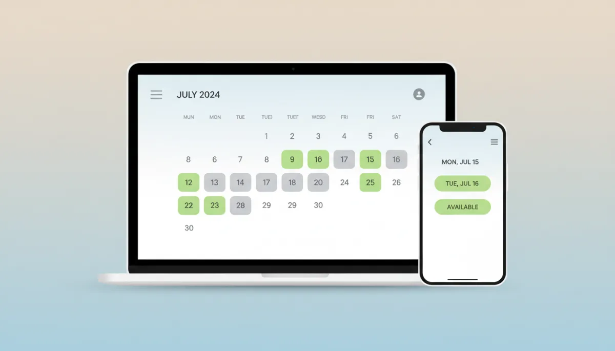 Digital calendar interface for booking fishing charters instantly