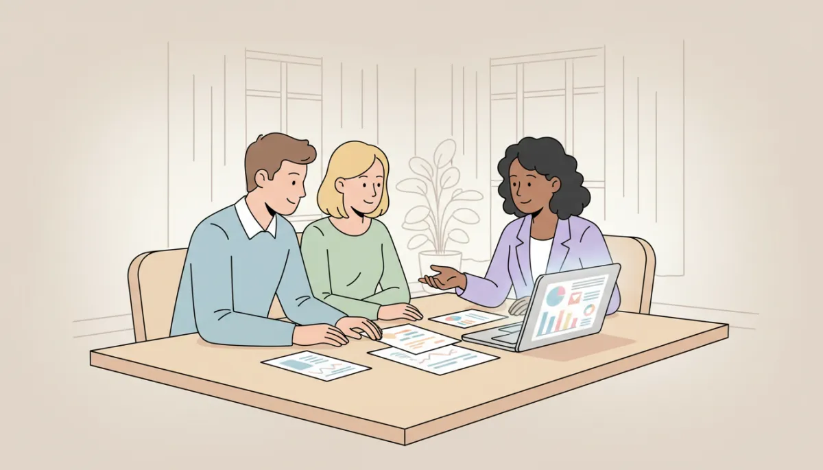 First-time buyers reviewing home financing options with a housing counselor
