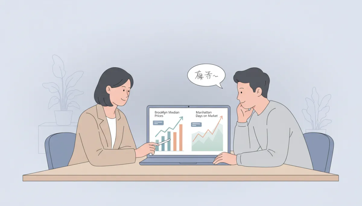 纽约房价与上市天数趋势图表的专业展示 纽约房价与上市天数趋势图表的专业展示