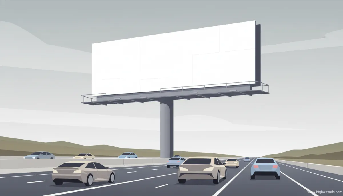 Large nearly blank billboard beside a highway