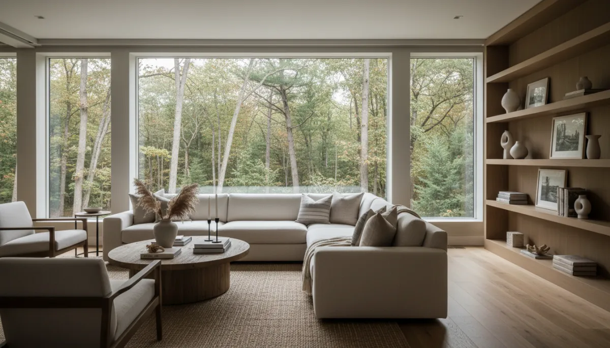 Professionally staged Bedford NH living room in neutral colors Professionally staged Bedford NH living room in neutral colors