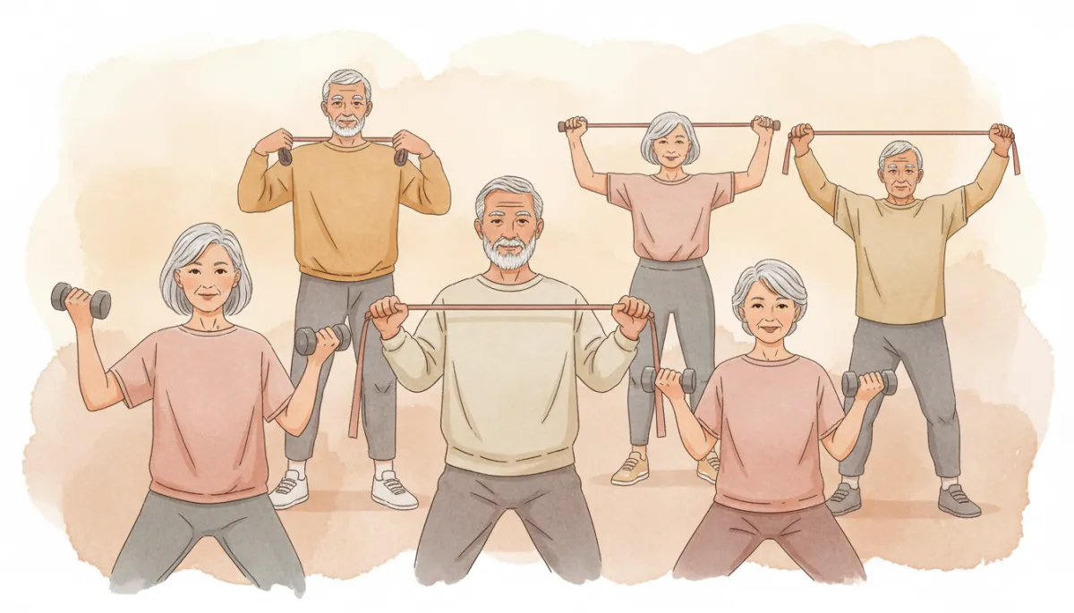 Older adults exercising together in a studio as part of a healthy aging program