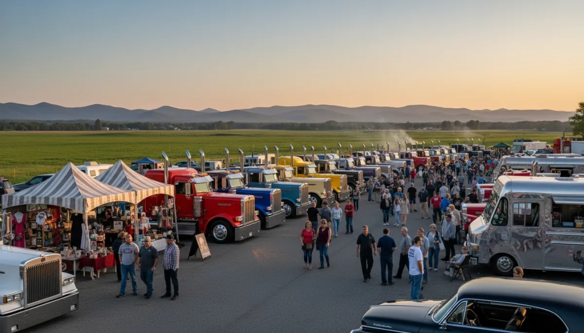 Custom big rigs and cars on display with vendors and food trucks at Maggie Valley Custom big rigs and cars on display with vendors and food trucks at Maggie Valley