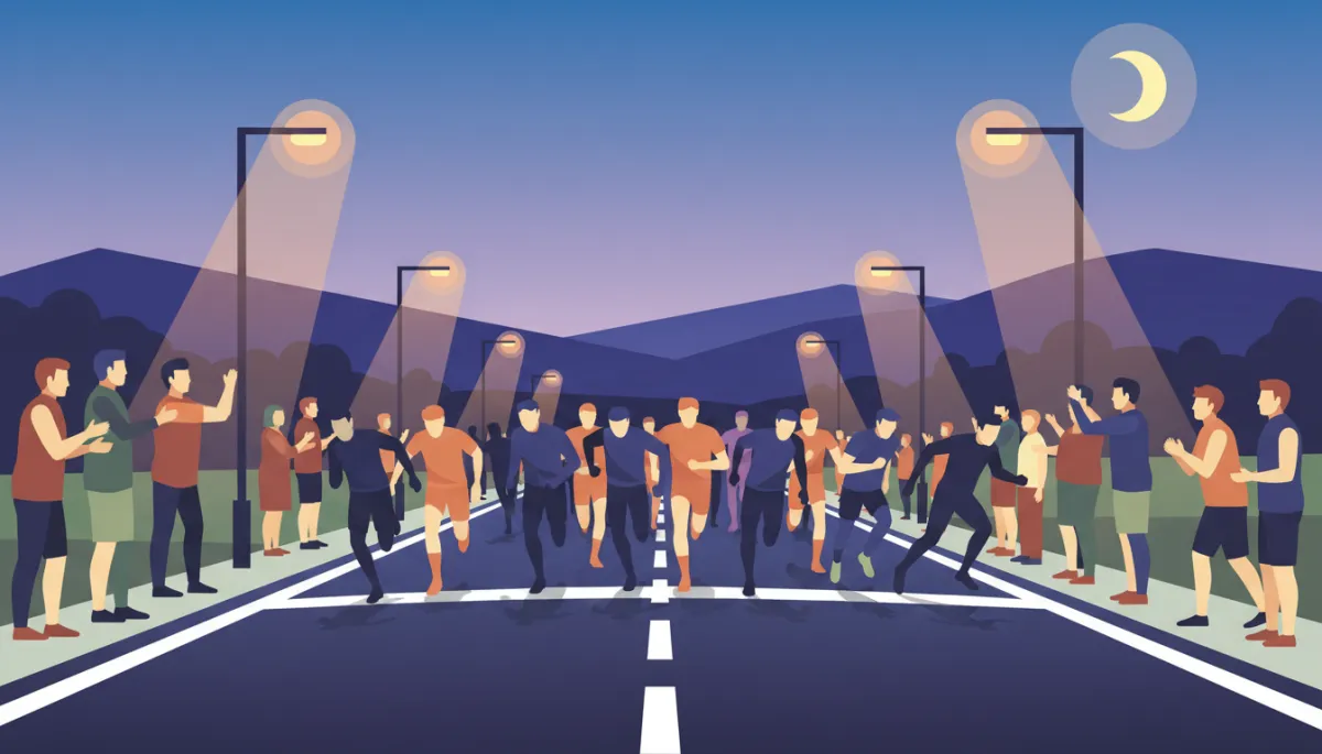 Runners participating in a moonlight race in Maggie Valley