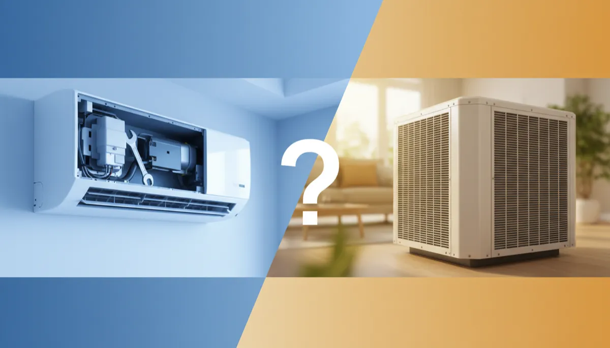 Homeowner and HVAC technician discussing AC unit options