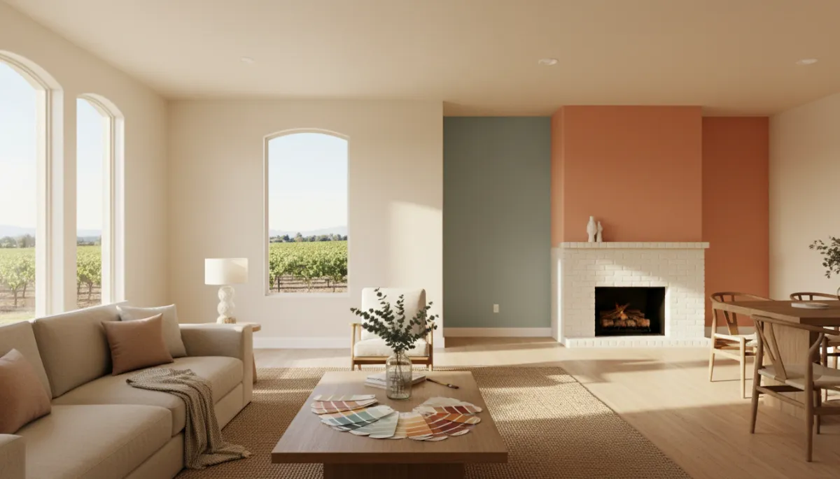 Open concept Parlier home interior with warm neutral wall colors