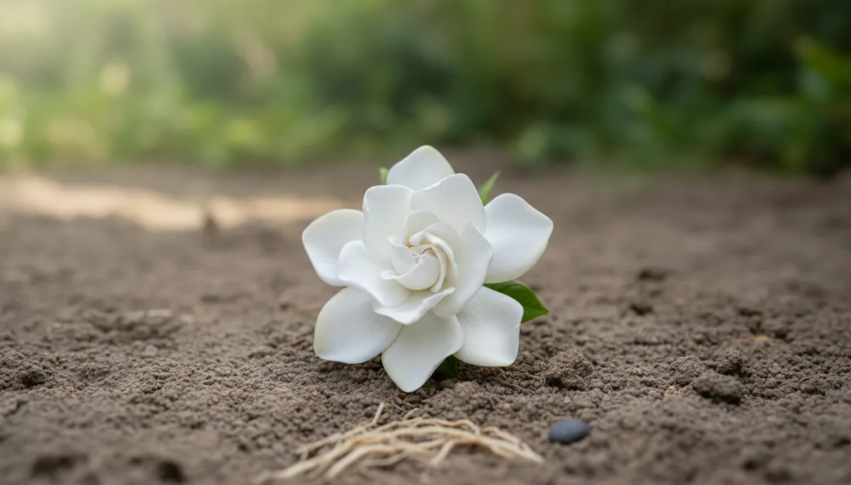 Flower blooming above soil, representing new beginnings after darkness Flower blooming above soil, representing new beginnings after darkness