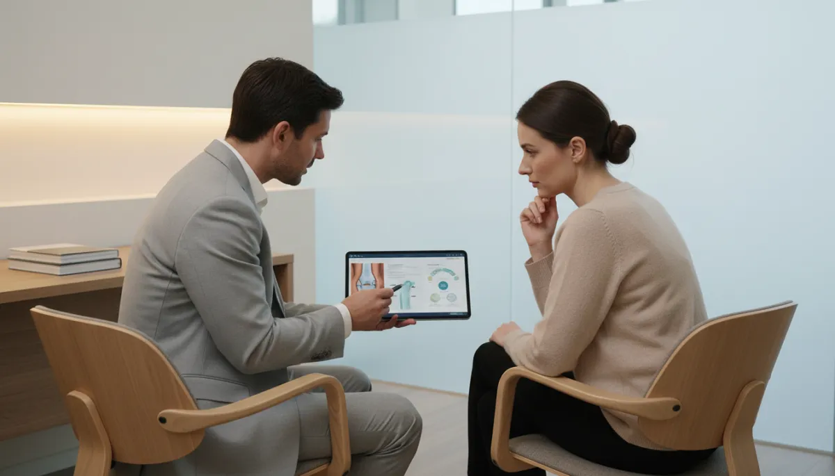 Physician discussing PRP treatment plan with a patient in consultation