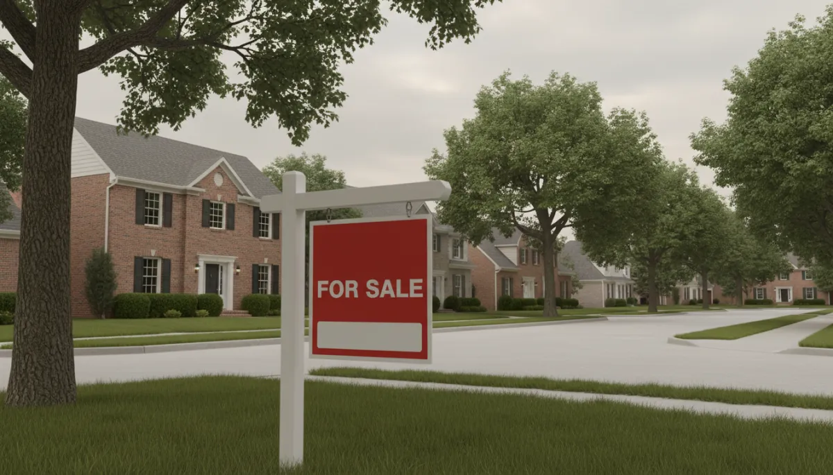 For-sale home on a quiet Metro Detroit neighborhood street For-sale home on a quiet Metro Detroit neighborhood street