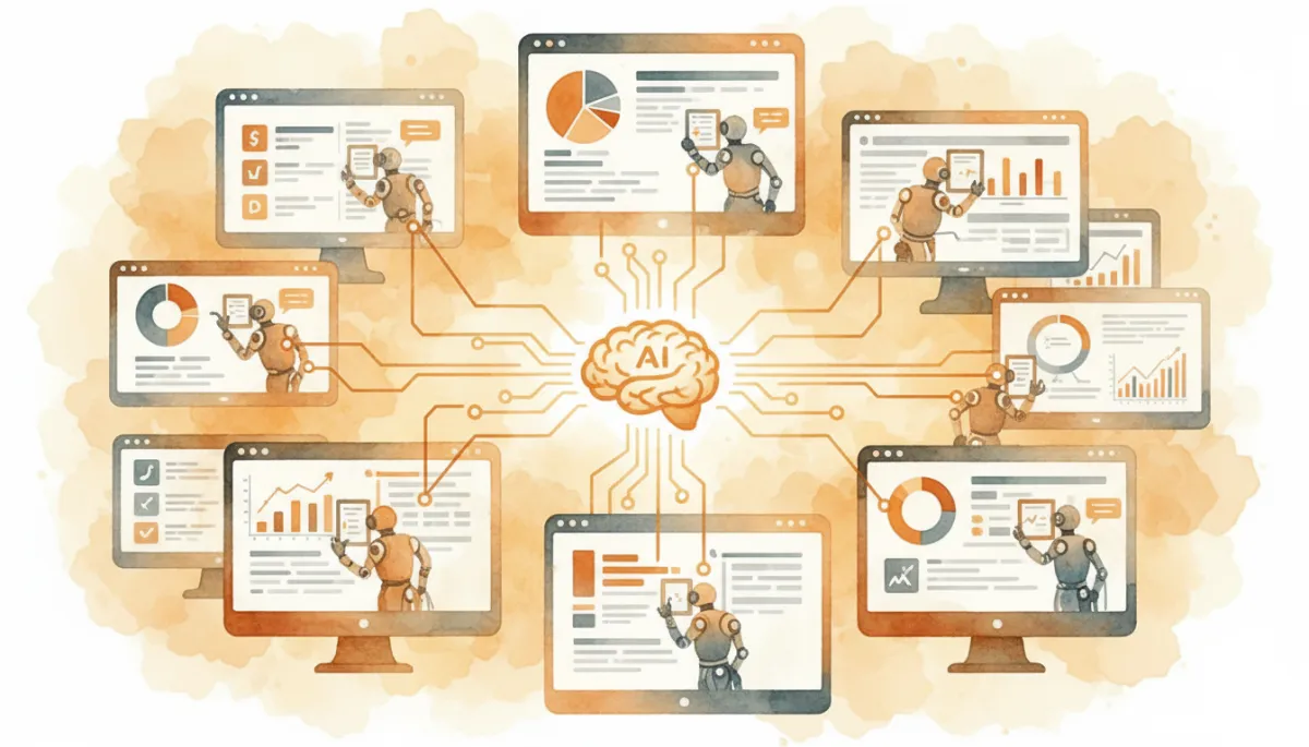 AI engine orchestrating RPA bots across enterprise systems