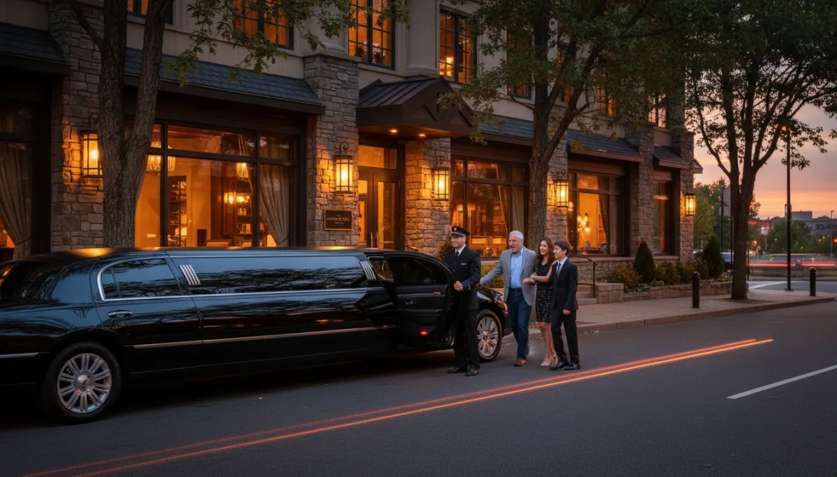 Dad surprised by a luxury black limousine outside a New Jersey restaurant on Father’s Day