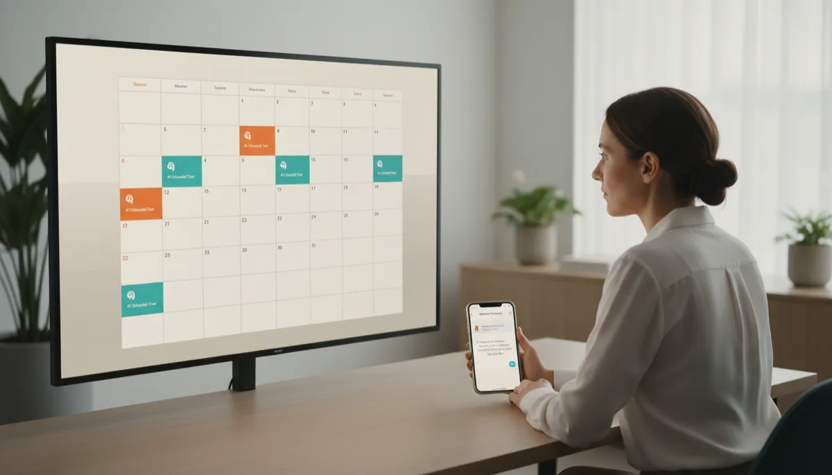 Property manager viewing AI‑scheduled leasing appointments on a calendar