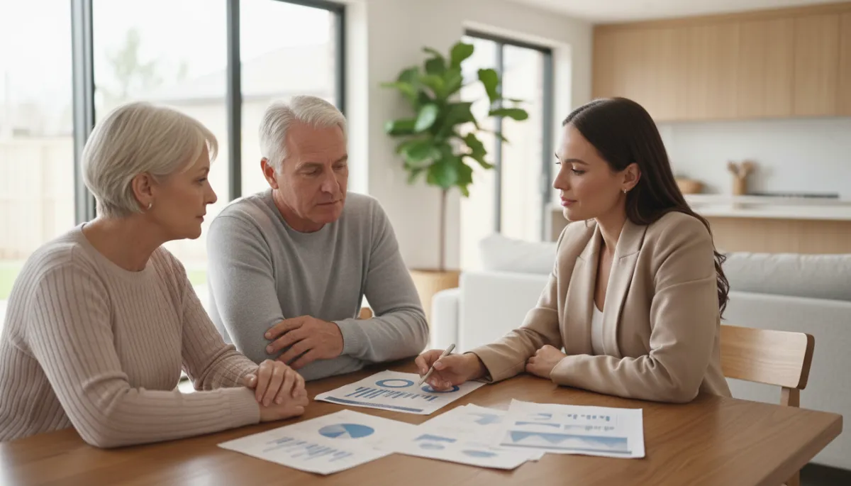 Real estate agent conducting an equity review consultation with homeowners