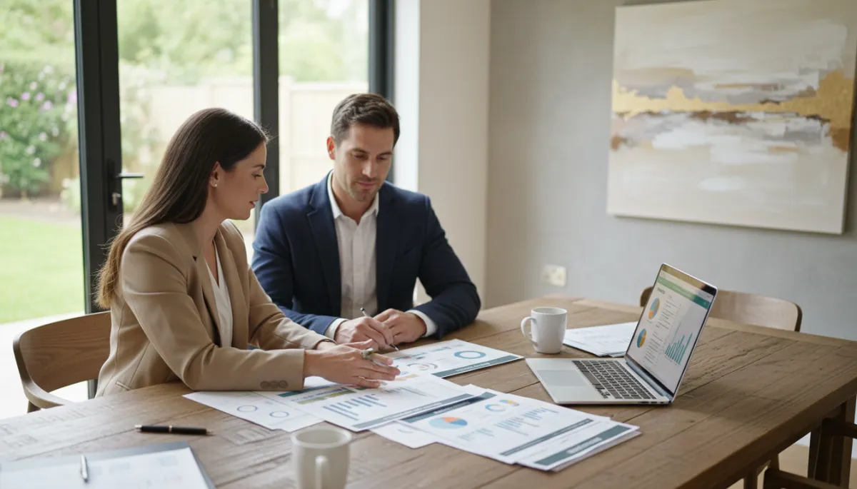 Agent reviewing equity options with homeowners at a dining table