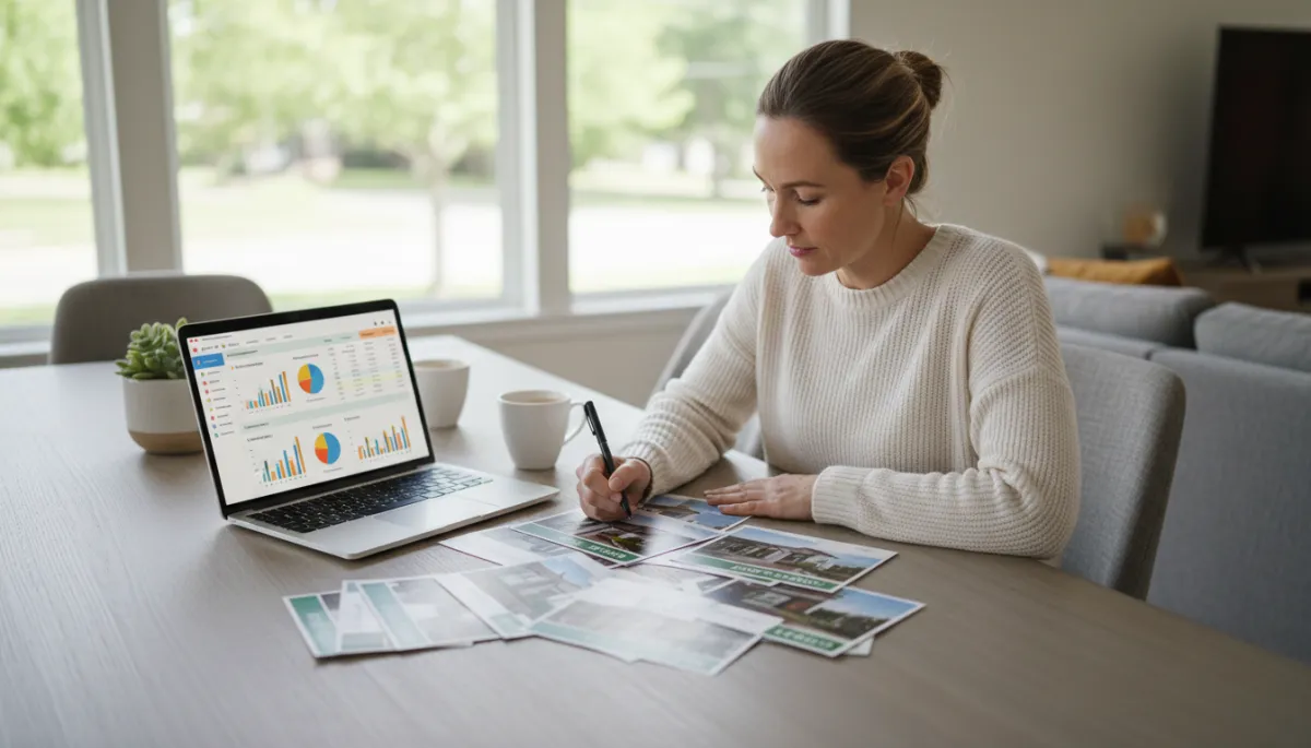 Real estate agent drafting targeted marketing materials for different homeowner segments