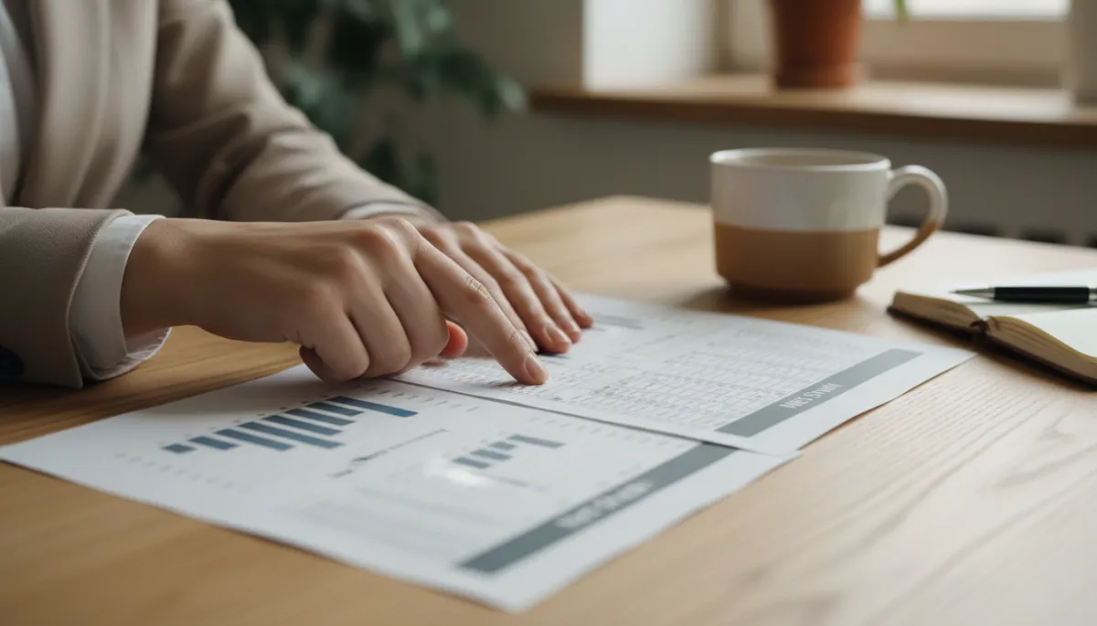 Real estate agent reviewing a net sheet and charts with a homeowner