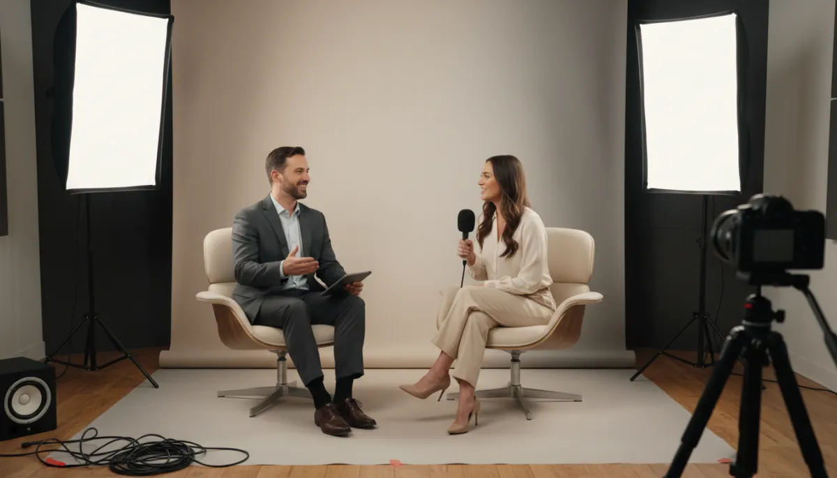 Real estate agent and lender recording educational content