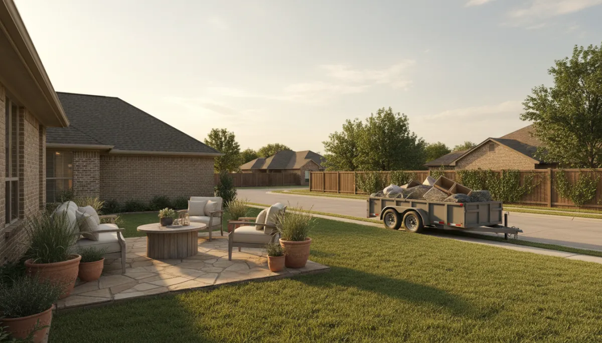 Clean Oklahoma City backyard and side yard after junk removal