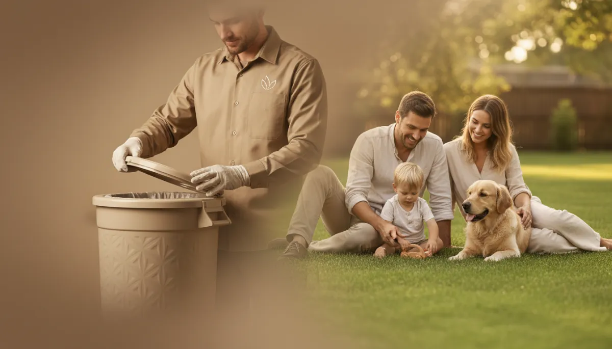 Family enjoying a clean yard after professional pet waste removal