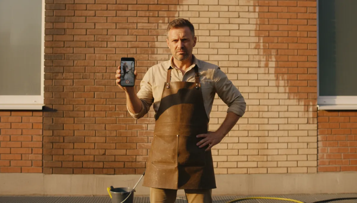 Landlord struggling with DIY exterior cleaning after watching tutorials
