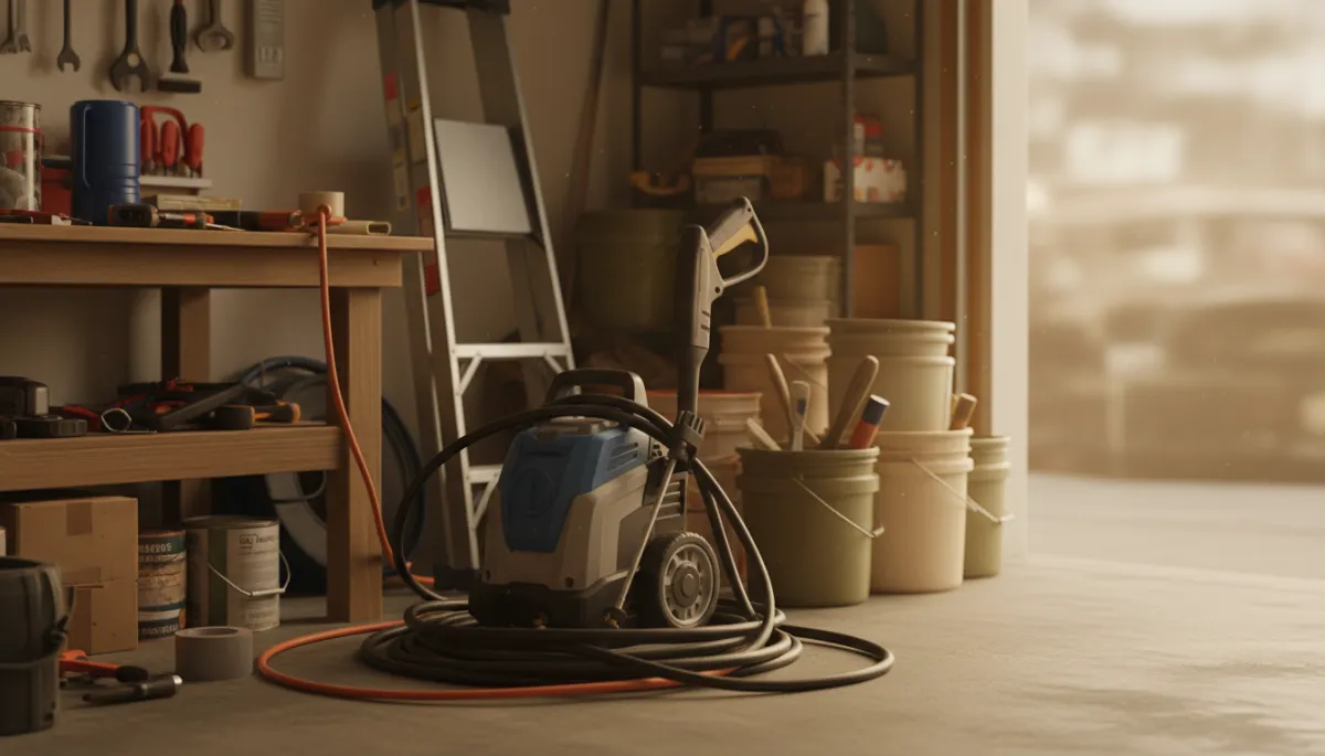 Home garage filled with DIY maintenance tools and equipment