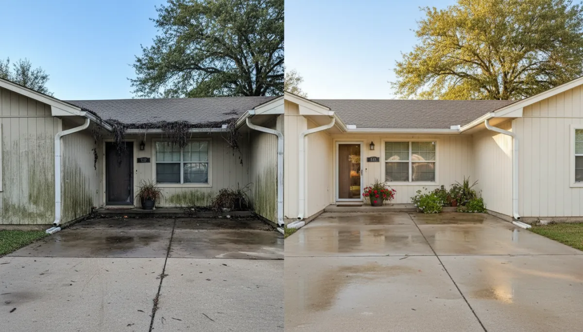 Before and after results of a bundled exterior maintenance service