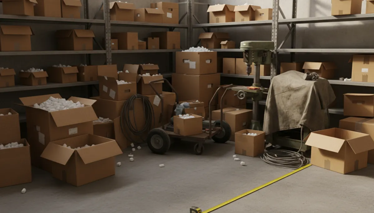 Cluttered warehouse corner showing wasted square footage