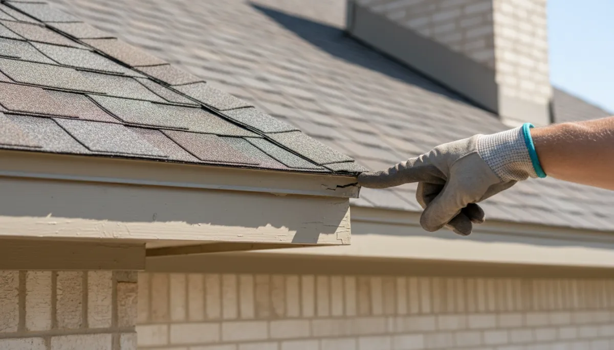 Photorealistic close-up of delicate roofing and trim that should not be pressure washed