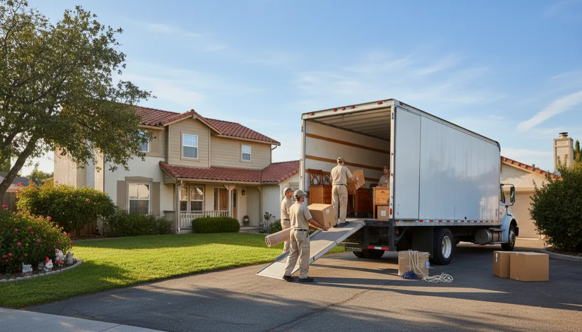 Property cleanout crew loading furniture and boxes into a truck