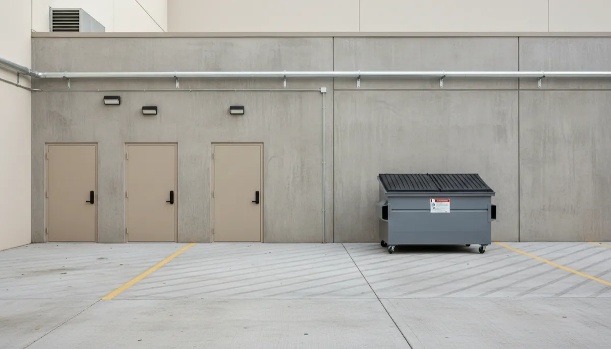 Cleaned dumpster pad and organized back-of-house area at a commercial property