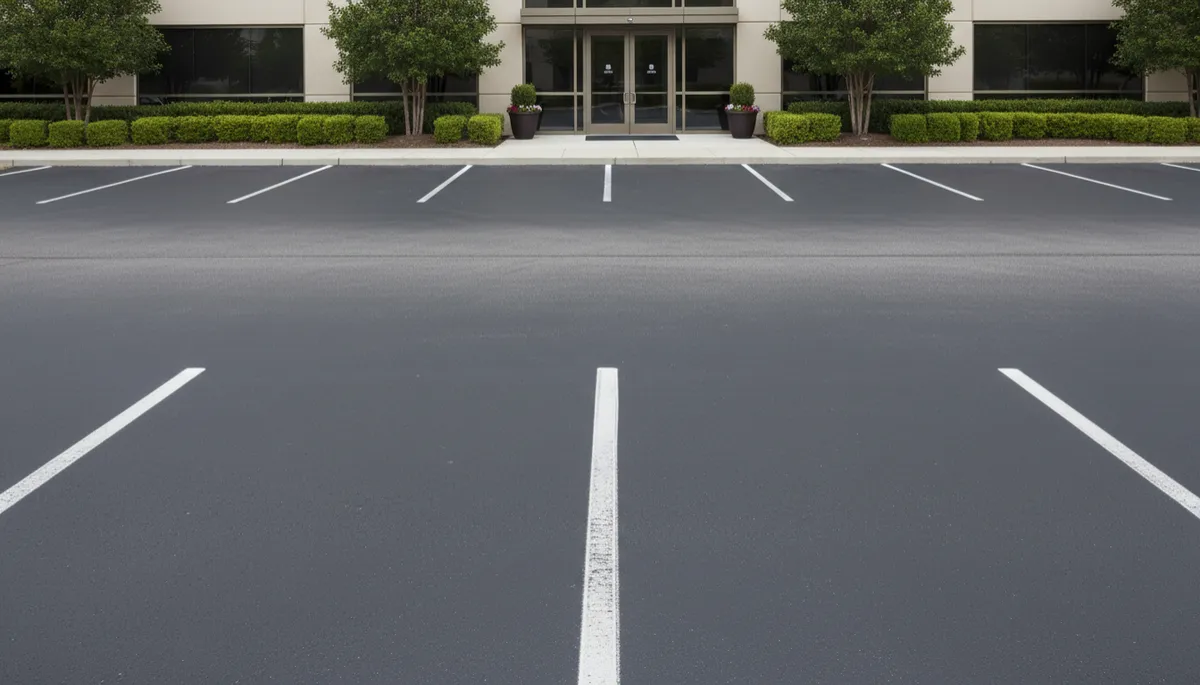 Clean commercial parking lot and entrance