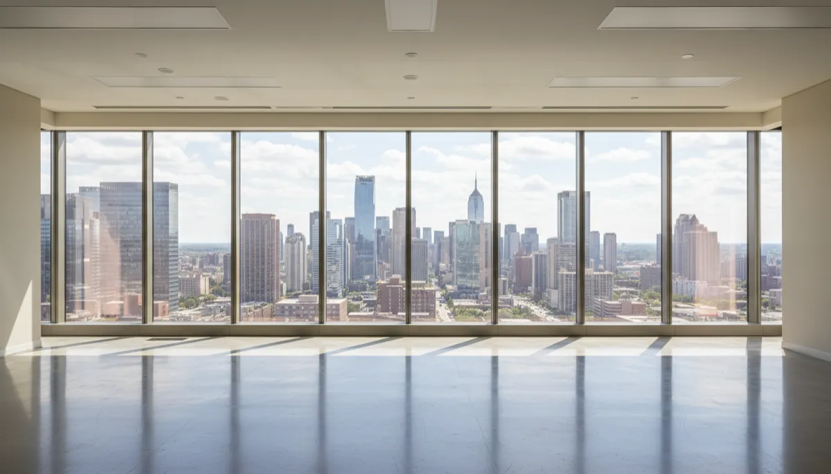 Bright empty commercial suite with clean windows