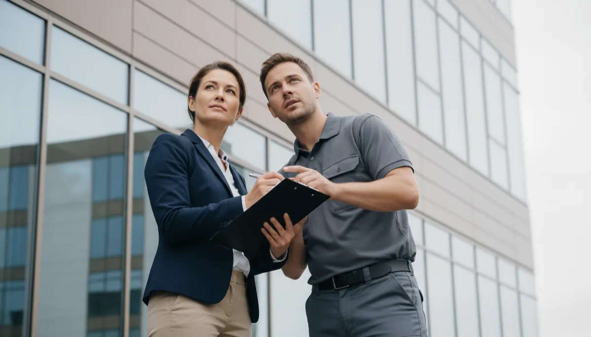 Property manager reviewing turnover checklist with service provider