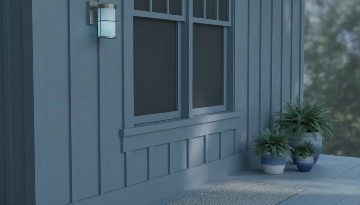 Neat and freshly maintained front porch trim and window area