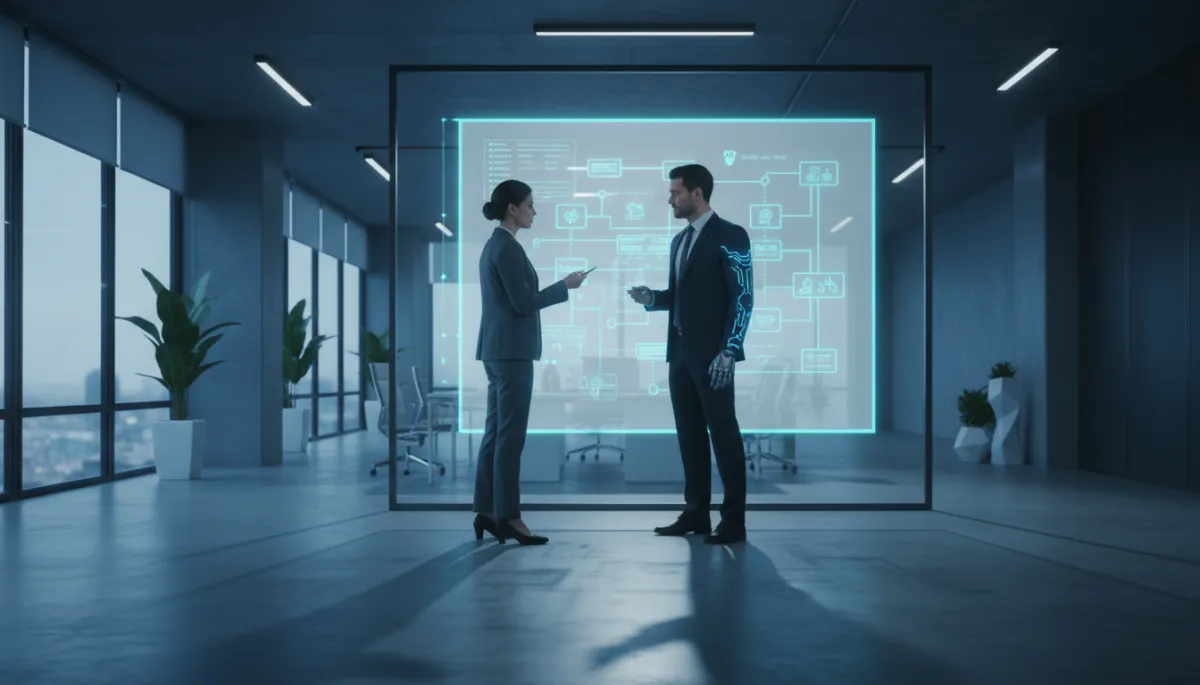 Business owner collaborating with Bot-Brand consultant on automated review architecture
