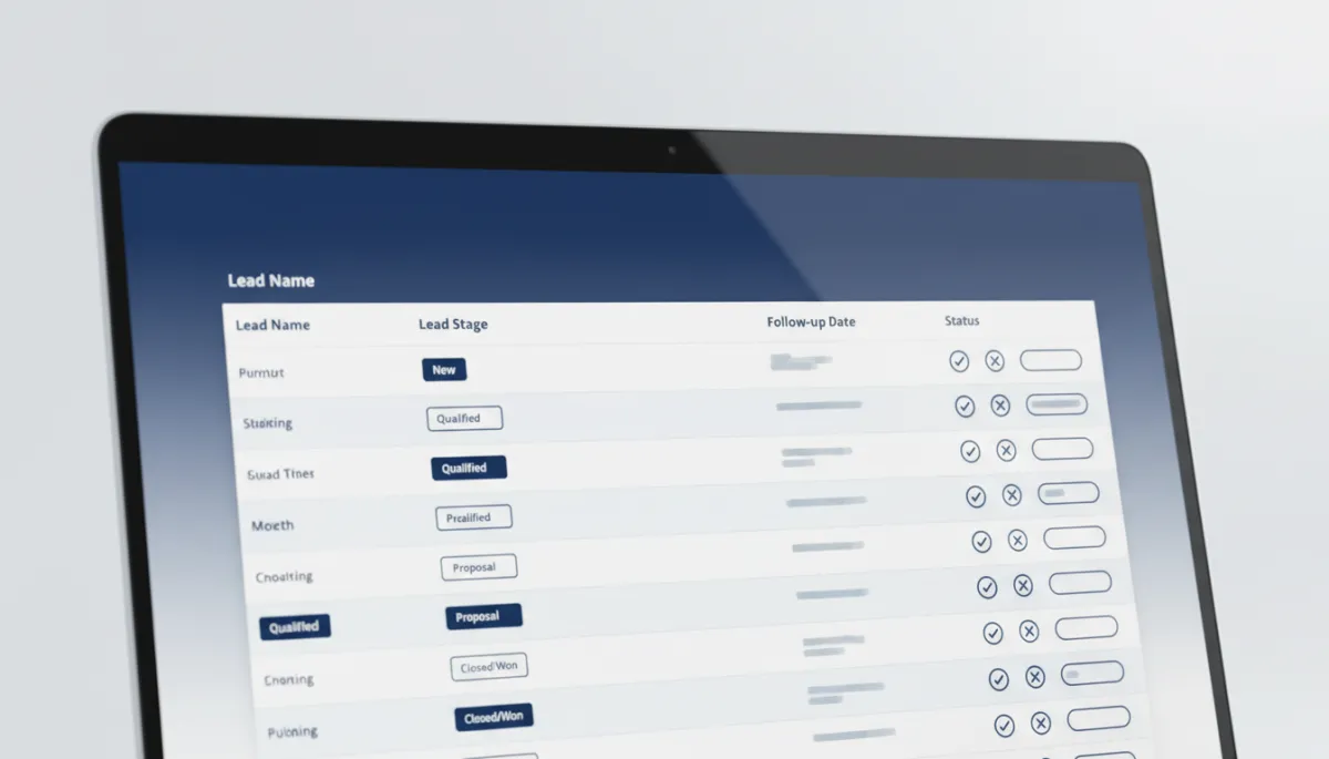 Dashboard tracking lead status and automated follow-up stages
