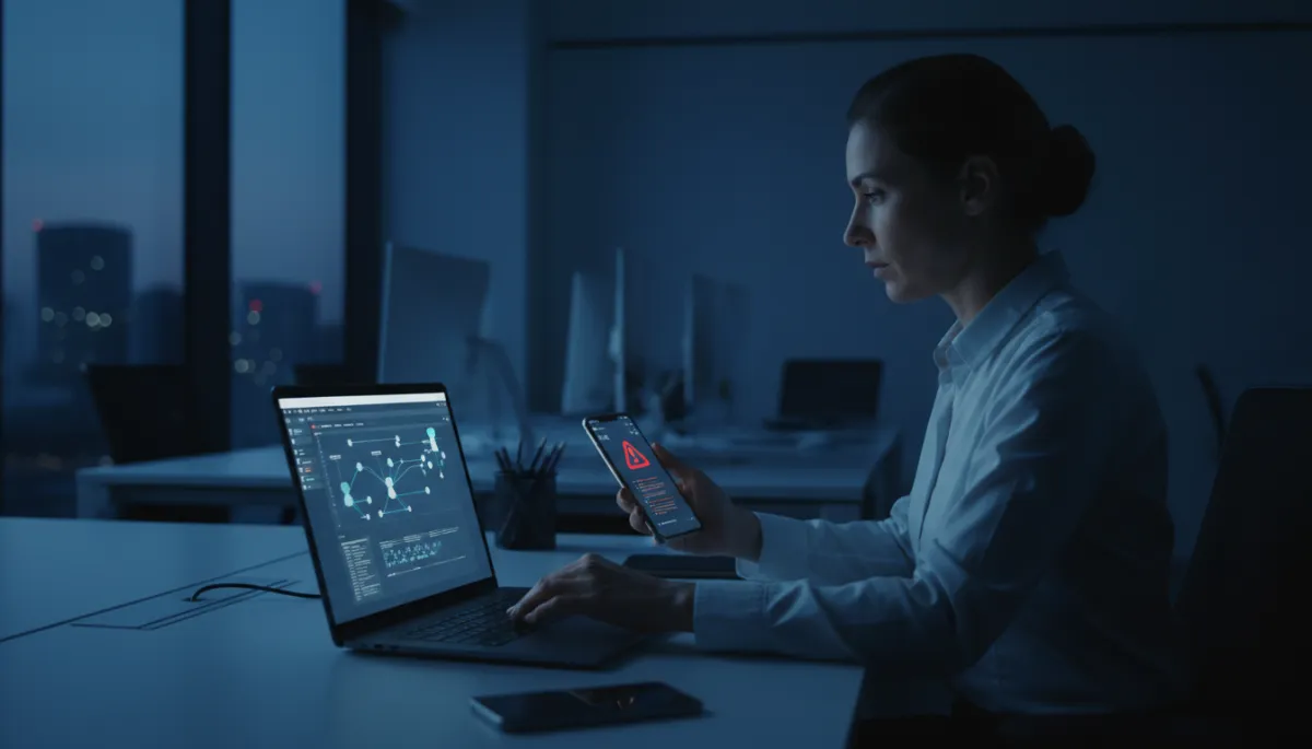 Operations manager responding to an automation alert on multiple devices