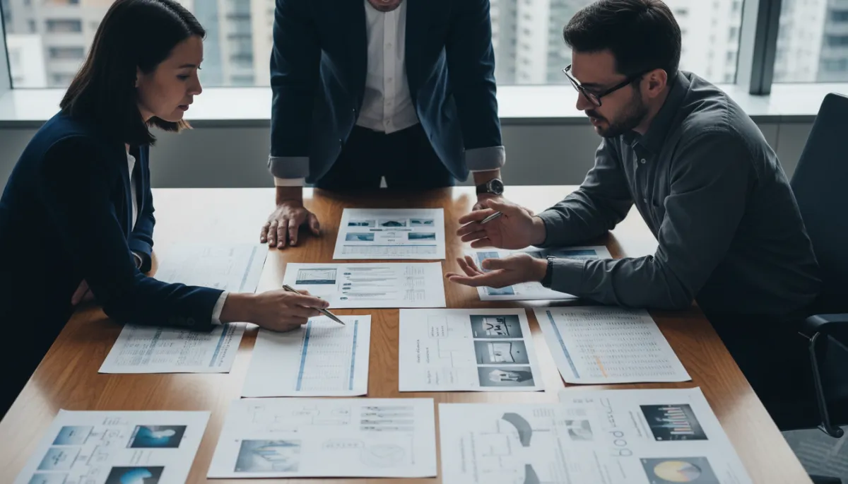 Consultant analyzing operational workarounds with a business manager Consultant analyzing operational workarounds with a business manager
