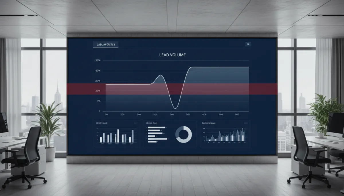 Analytics dashboard showing an abnormal dip in lead volume