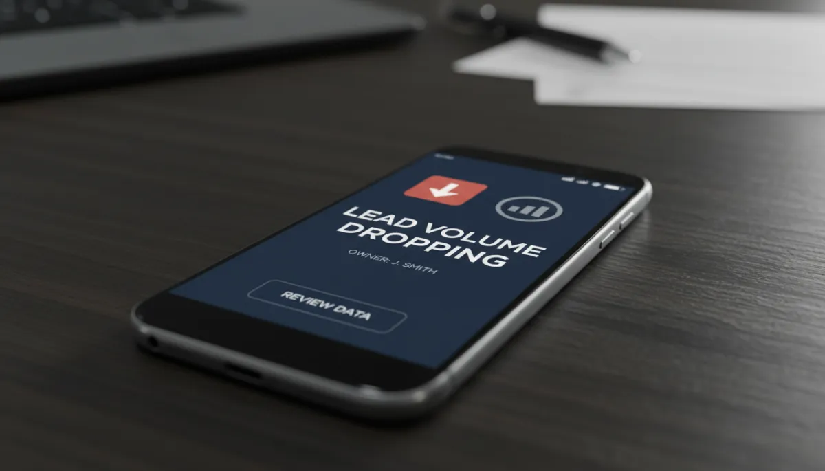 Smartphone displaying a clear automation alert with an assigned owner