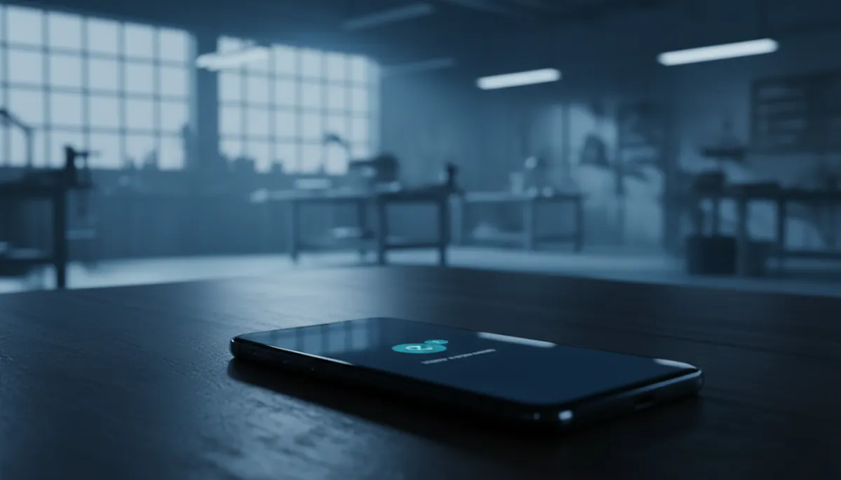 Smartphone showing voicemail notification in a busy service environment